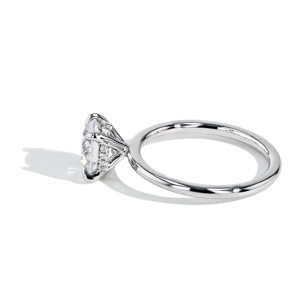 Round Ultra Thin Solitaire Hidden Halo Engagement Ring Setting in Yellow Gold