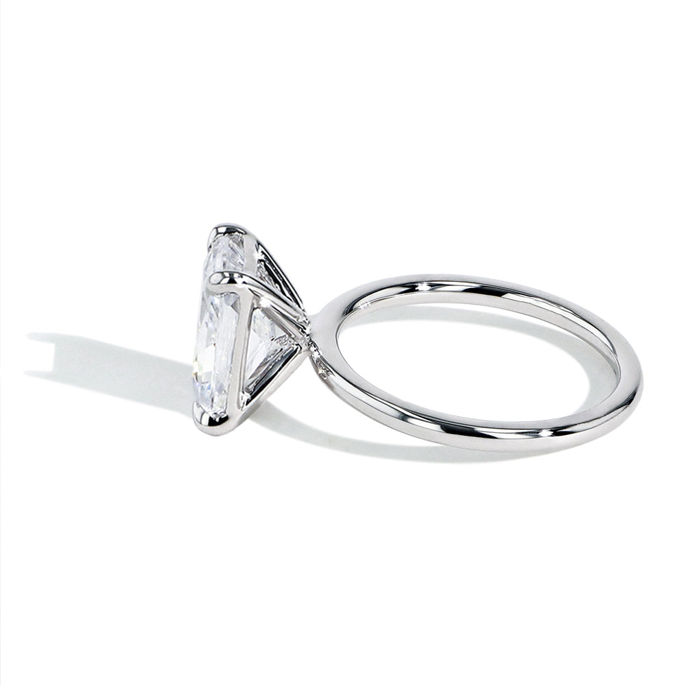 Large Radiant Ultra Thin Solitaire Engagement Ring Setting in Platinum