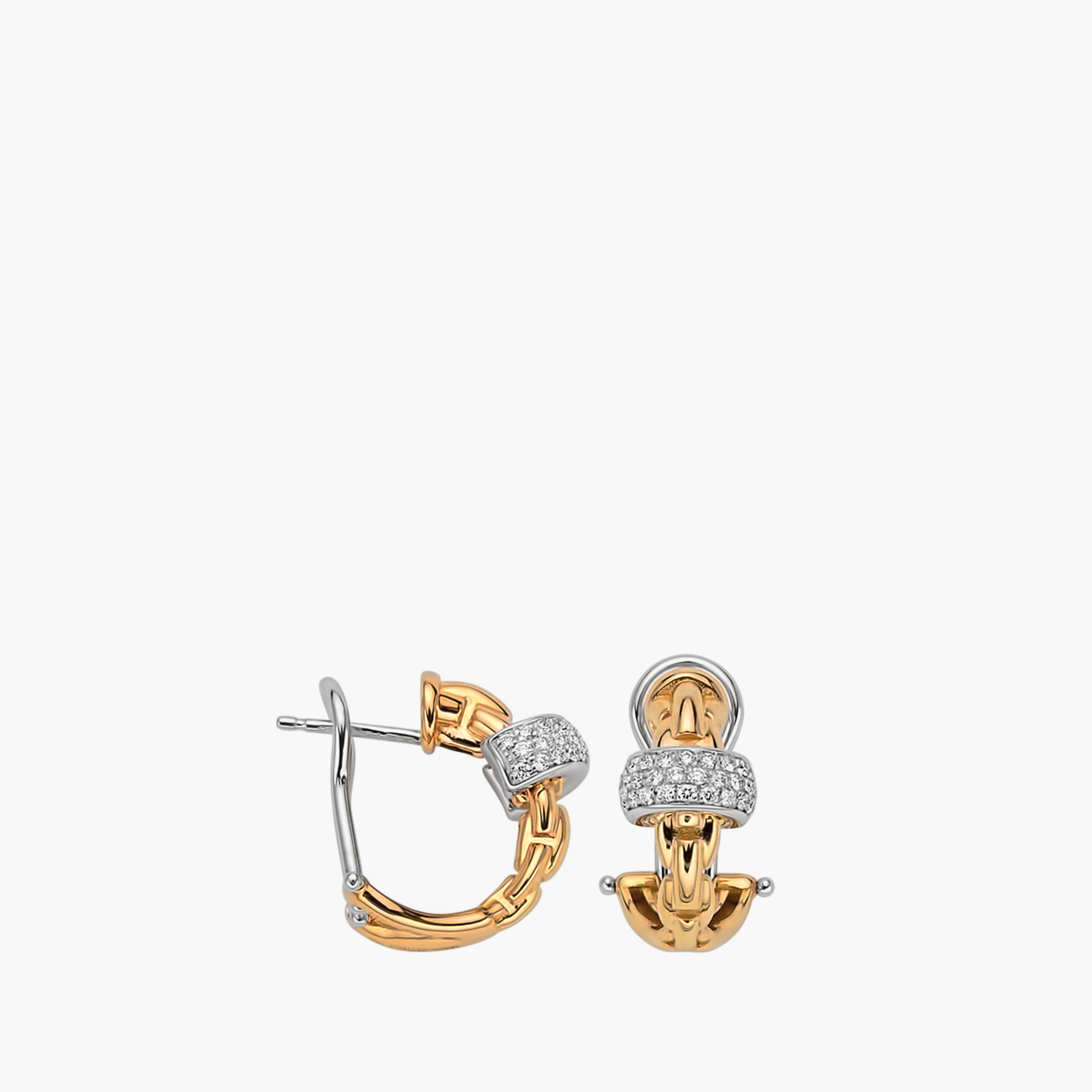FOPE EKA Yellow and White Gold Diamond Huggie Earrings