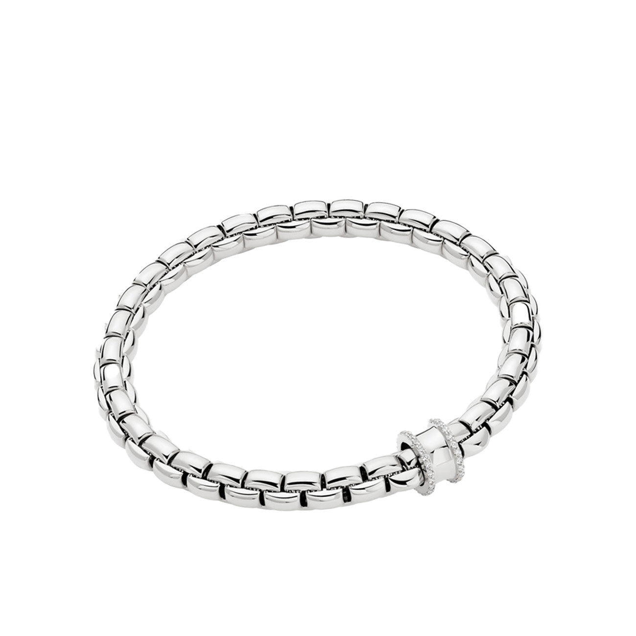 Fope EKA Flex'it White Gold Medium Diamond Pave Rondel Bracelet