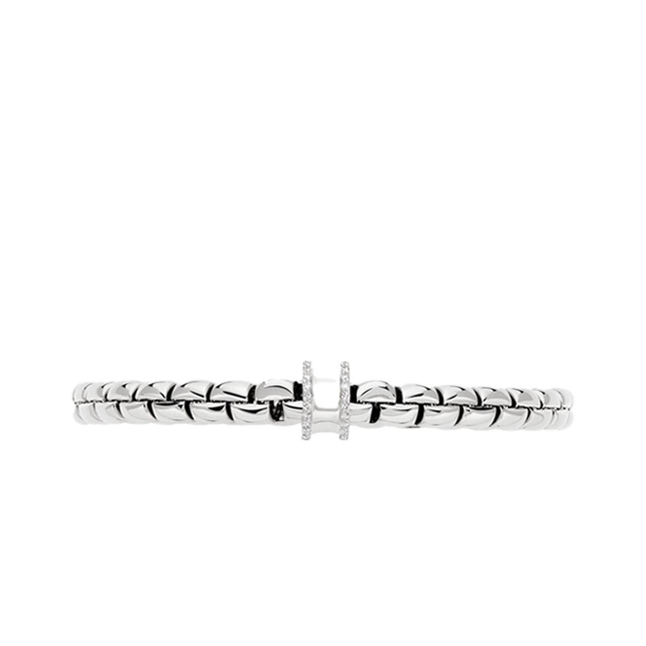 Fope EKA Flex'it White Gold Medium Diamond Pave Rondel Bracelet