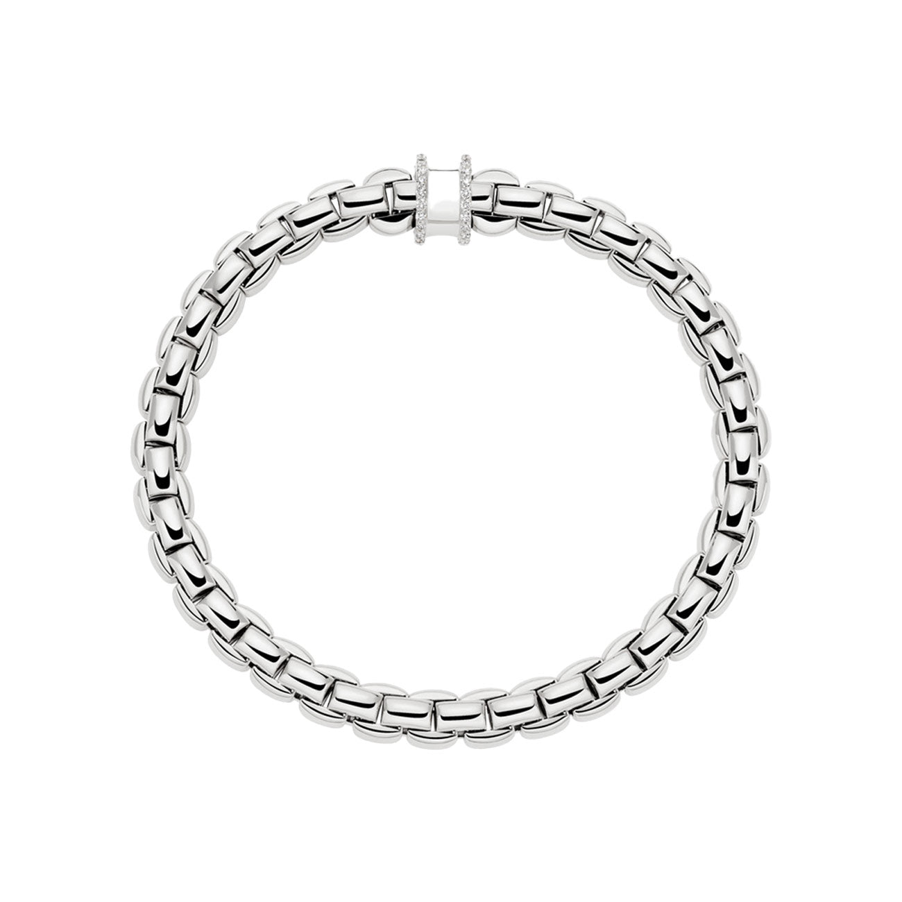 Fope EKA Flex'it White Gold Medium Diamond Pave Rondel Bracelet