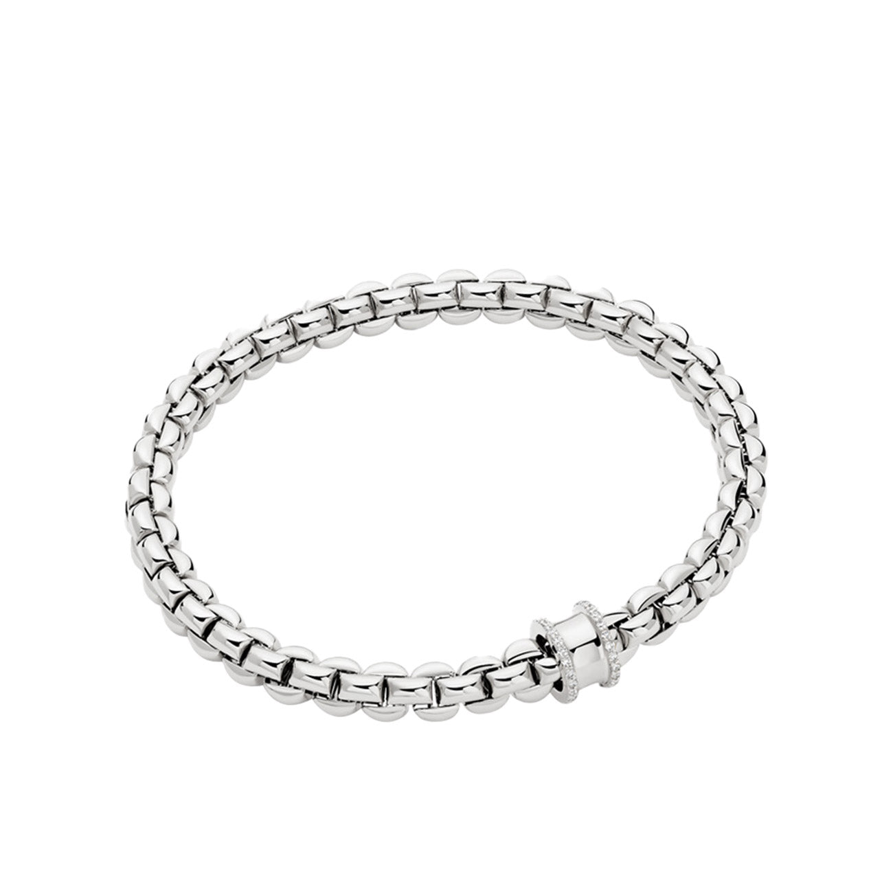 Fope EKA Flex'it White Gold Small Diamond Pave Rondel Bracelet