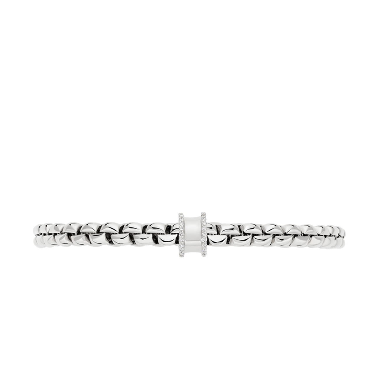 Fope EKA Flex'it White Gold Small Diamond Pave Rondel Bracelet