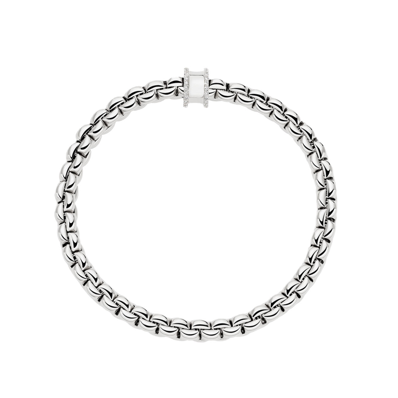 Fope EKA Flex'it White Gold Small Diamond Pave Rondel Bracelet