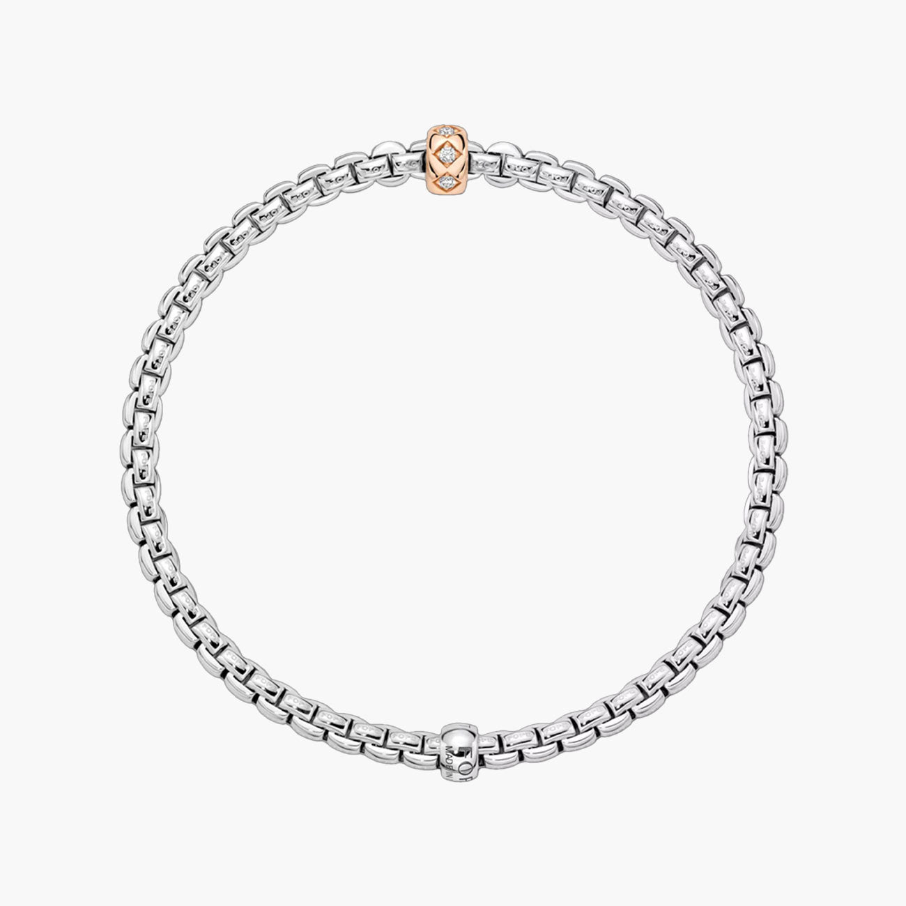 Fope EKA 18K White and Rose Gold Diamond Set Rondel Bracelet