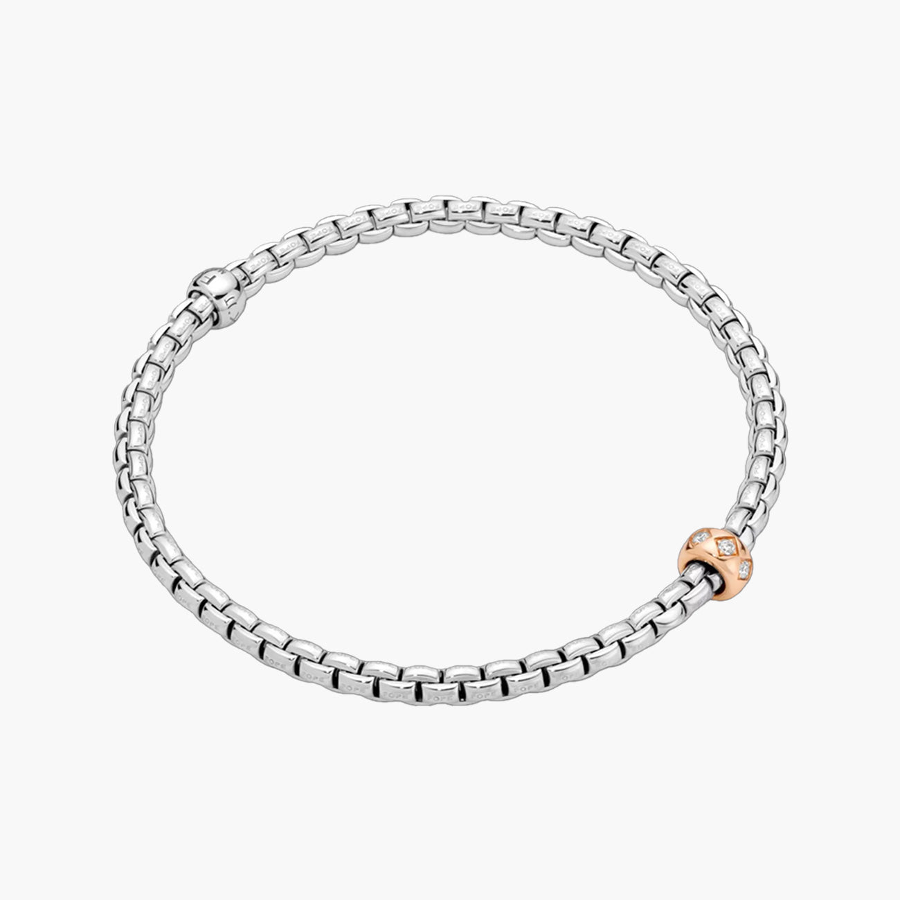 Fope EKA 18K White and Rose Gold Diamond Set Rondel Bracelet