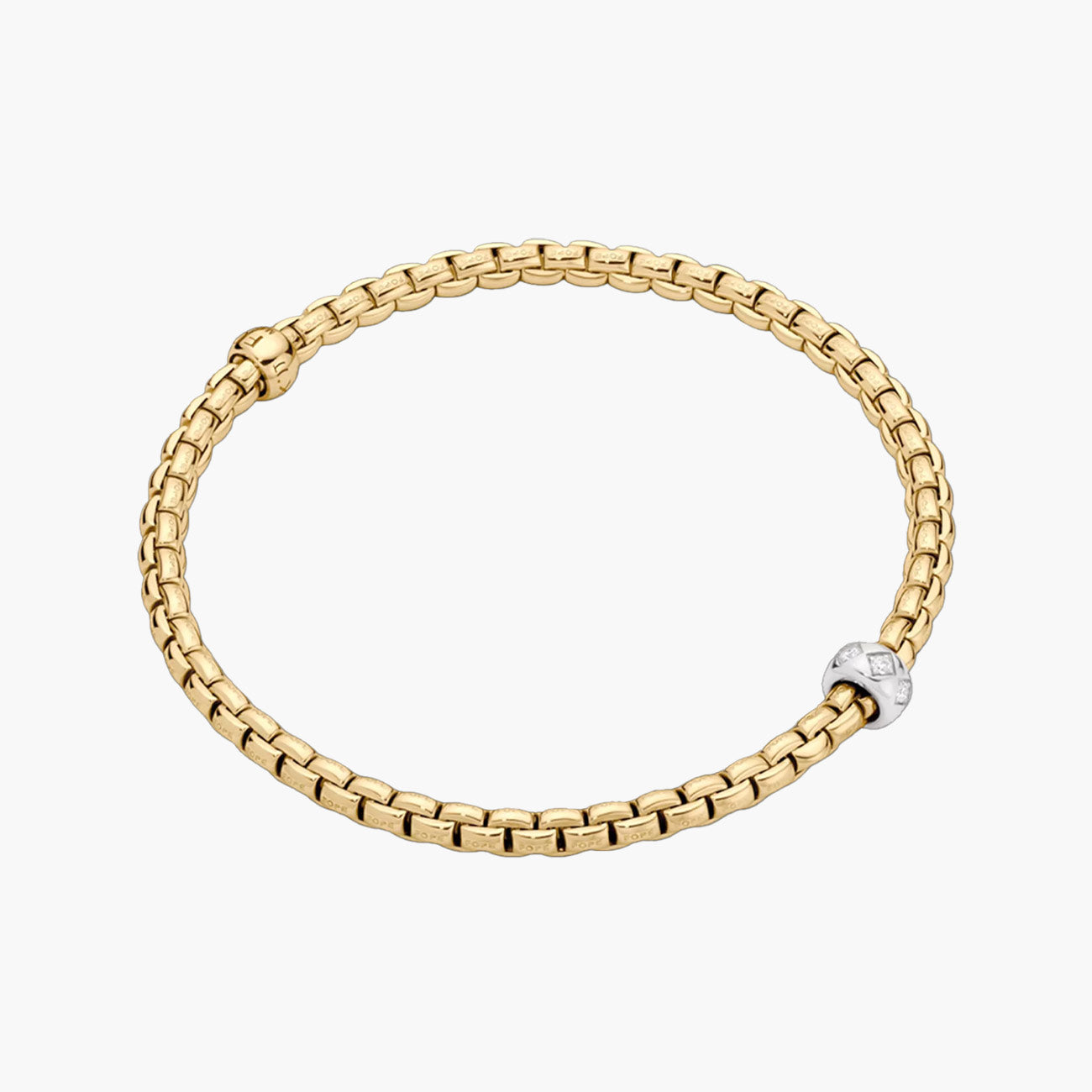 Fope EKA 18K Yellow and White Gold Diamond Set Rondel Bracelet