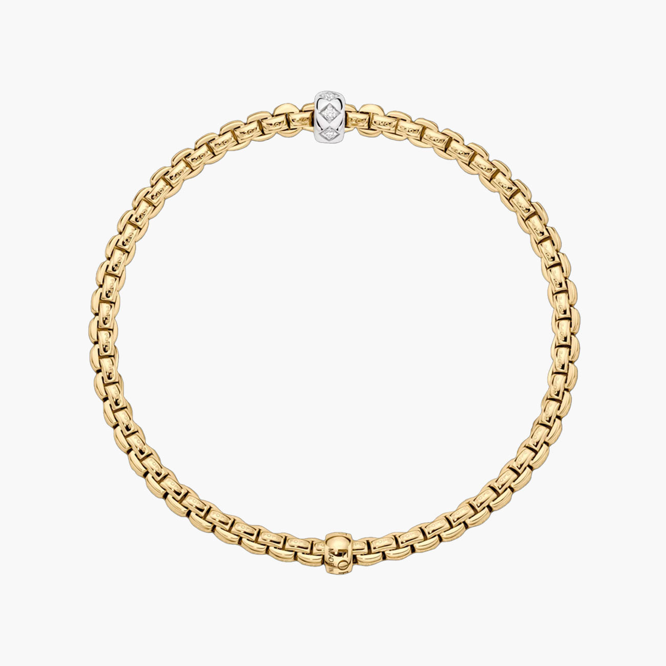 Fope EKA 18K Yellow and White Gold Diamond Set Rondel Bracelet
