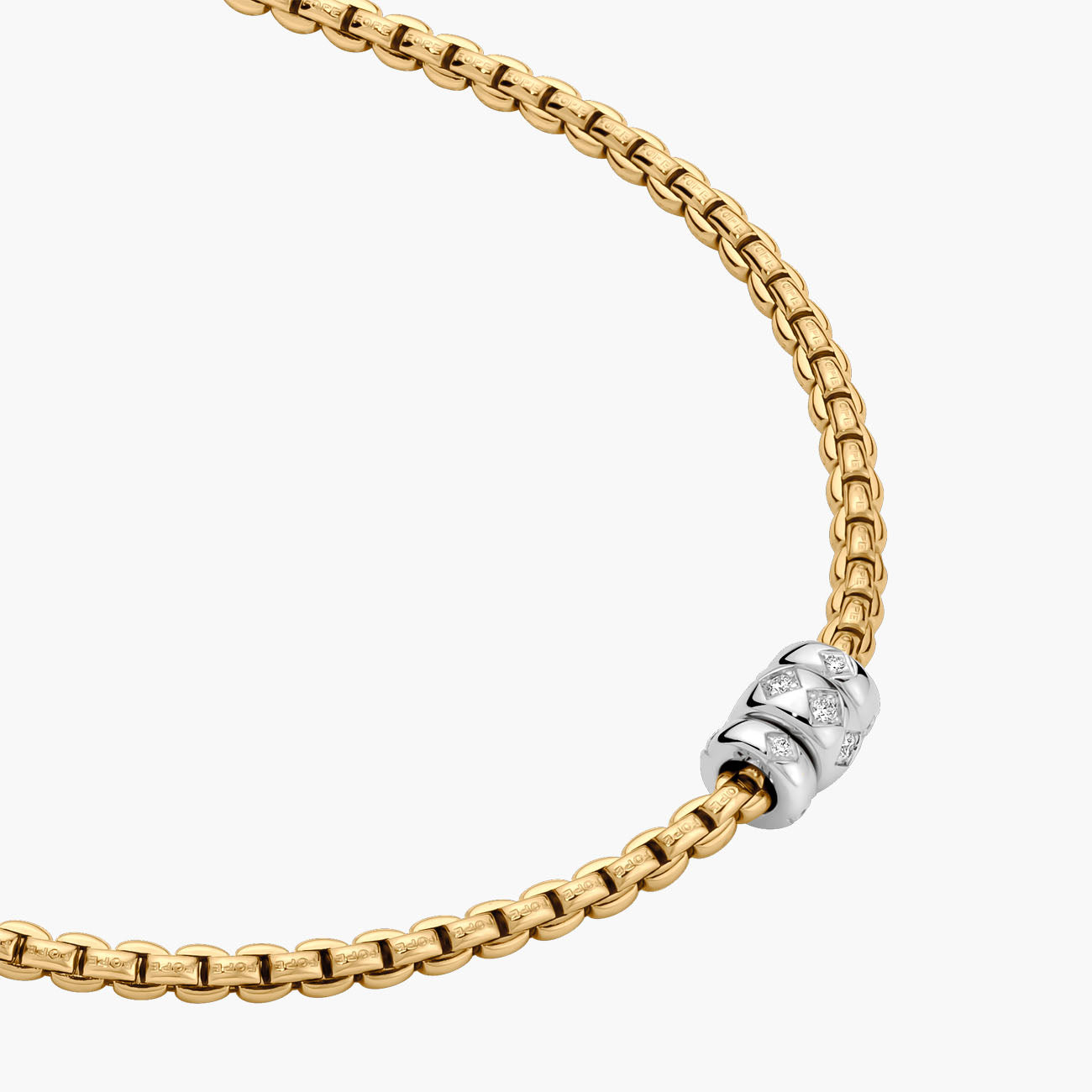 Fope EKA 18K Yellow and White Gold Three Rondel Diamond Necklace