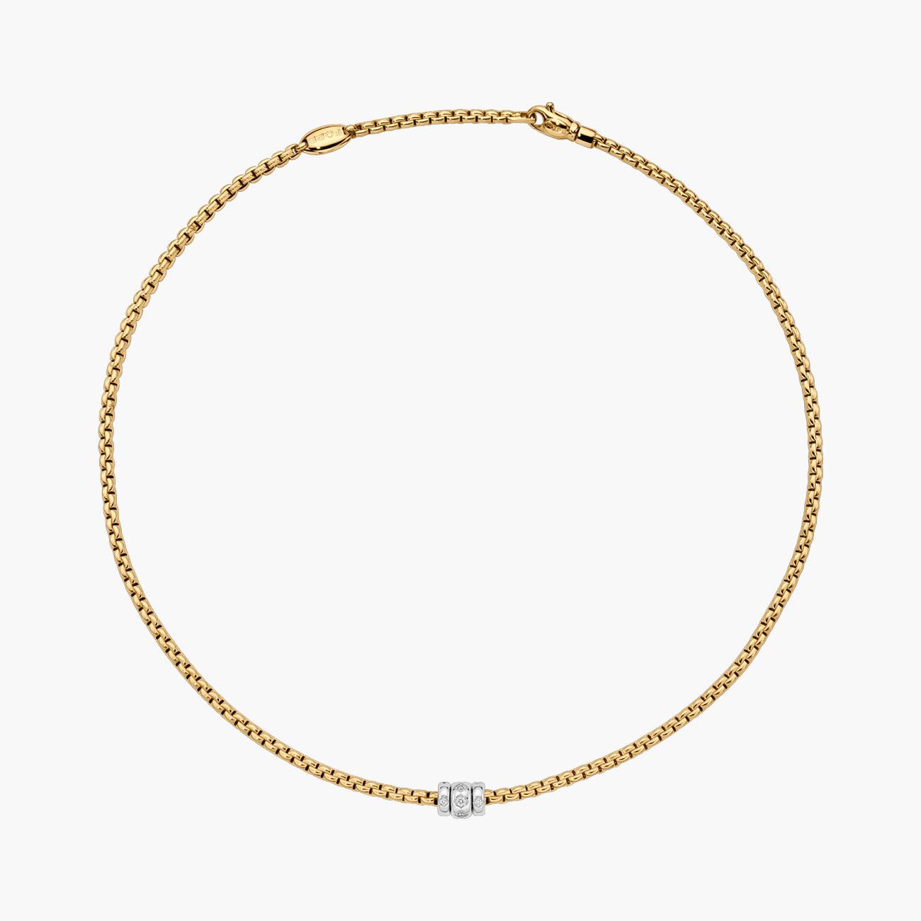 Fope EKA 18K Yellow and White Gold Three Rondel Diamond Necklace