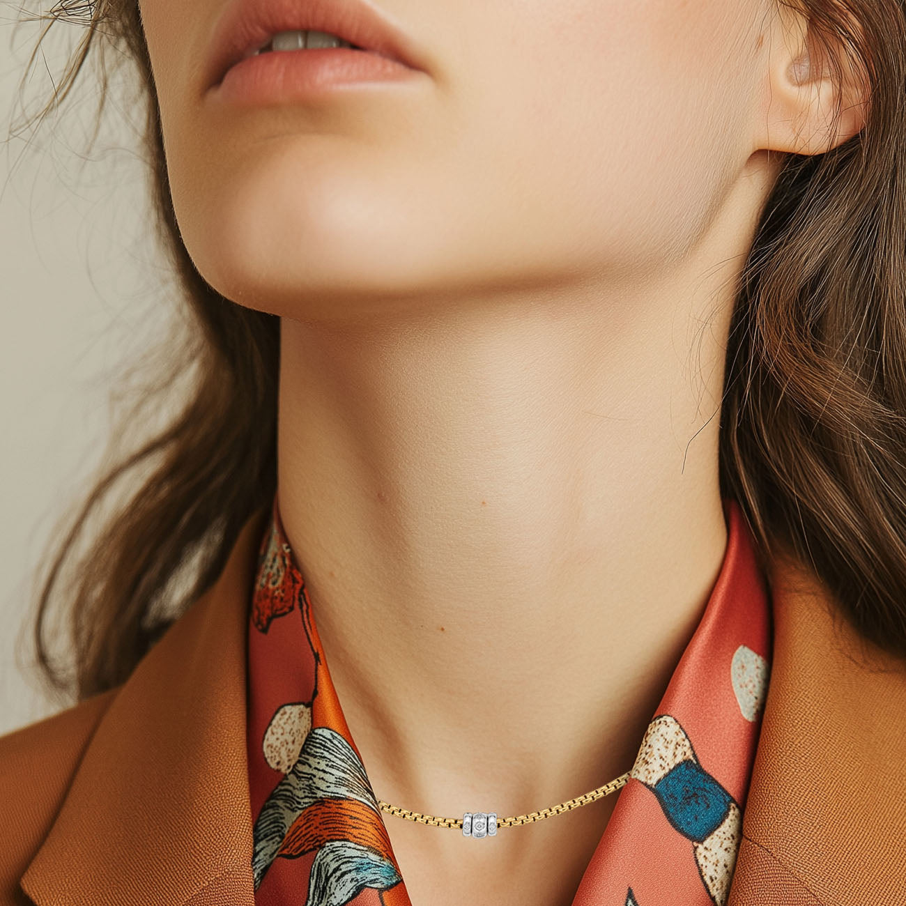 Fope EKA 18K Yellow and White Gold Three Rondel Diamond Necklace