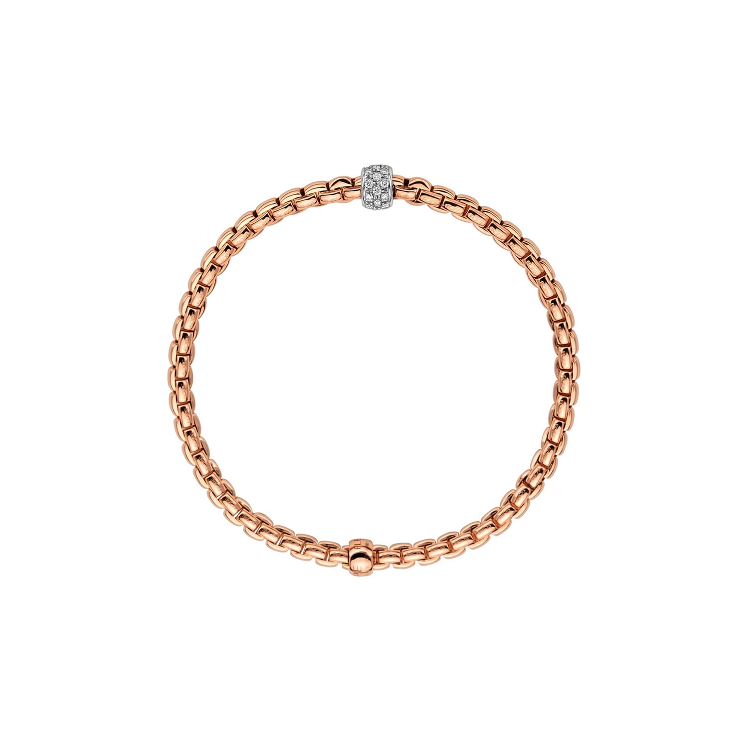 Fope Eka Tiny Flex It Rose Gold & Diamond Rondel Bracelet