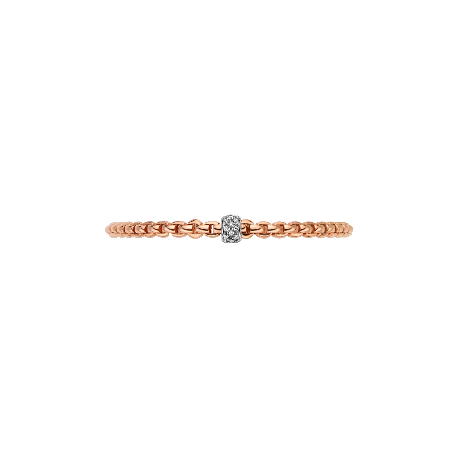Fope Eka Tiny Flex It Rose Gold & Diamond Rondel Bracelet
