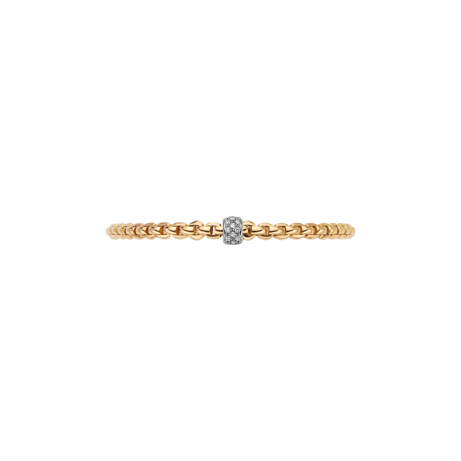 Fope Eka Tiny Flex It Yellow Gold & Diamond Rondel Bracelet
