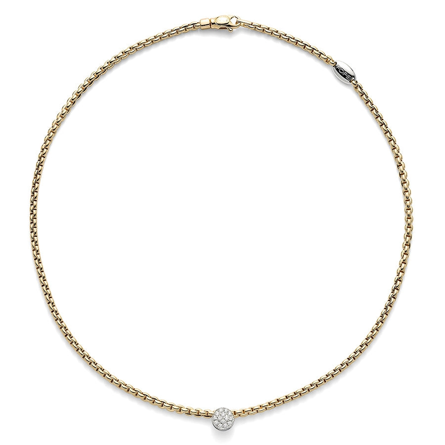 Fope Eka Tiny Yellow Gold Round Diamond Station Necklace