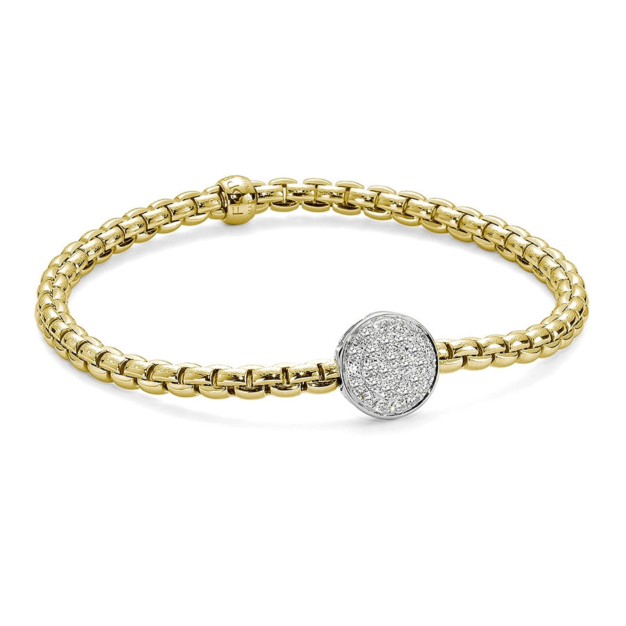 Fope Eka Tiny Yellow Gold Round Diamond Station Bracelet