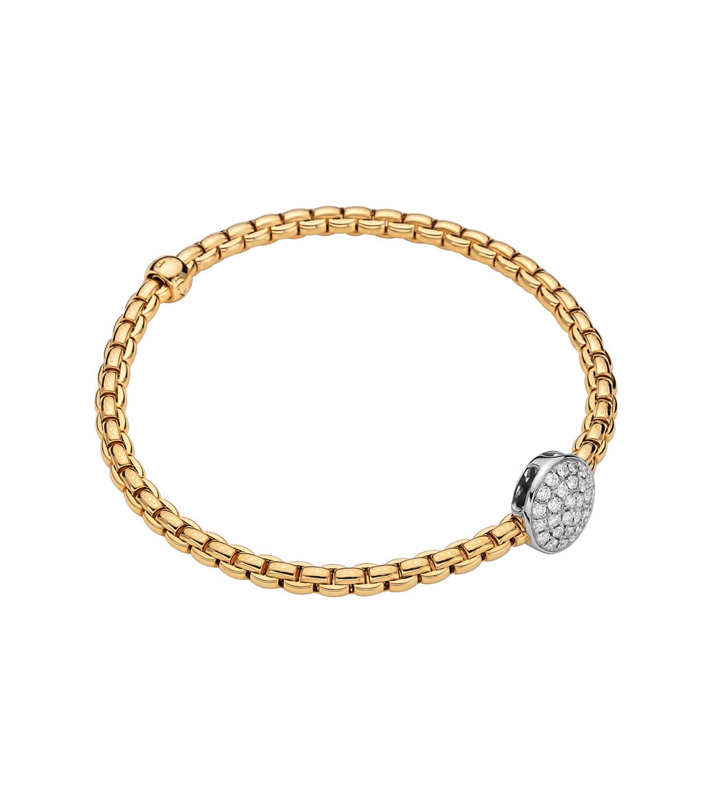 Fope Eka Tiny Yellow Gold Round Diamond Station Bracelet