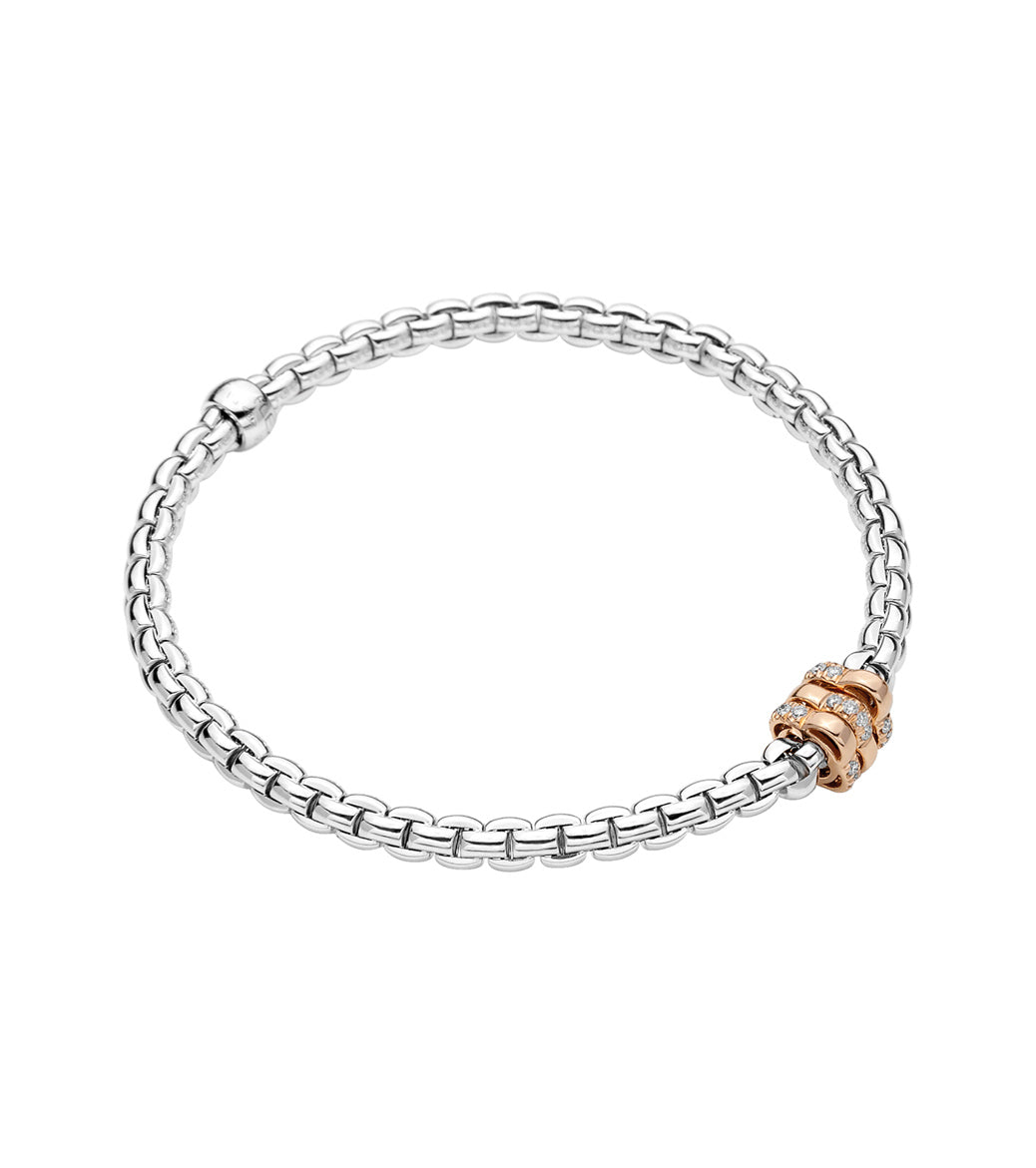 Fope Flex It Two Tone Diamond Station Bracelet