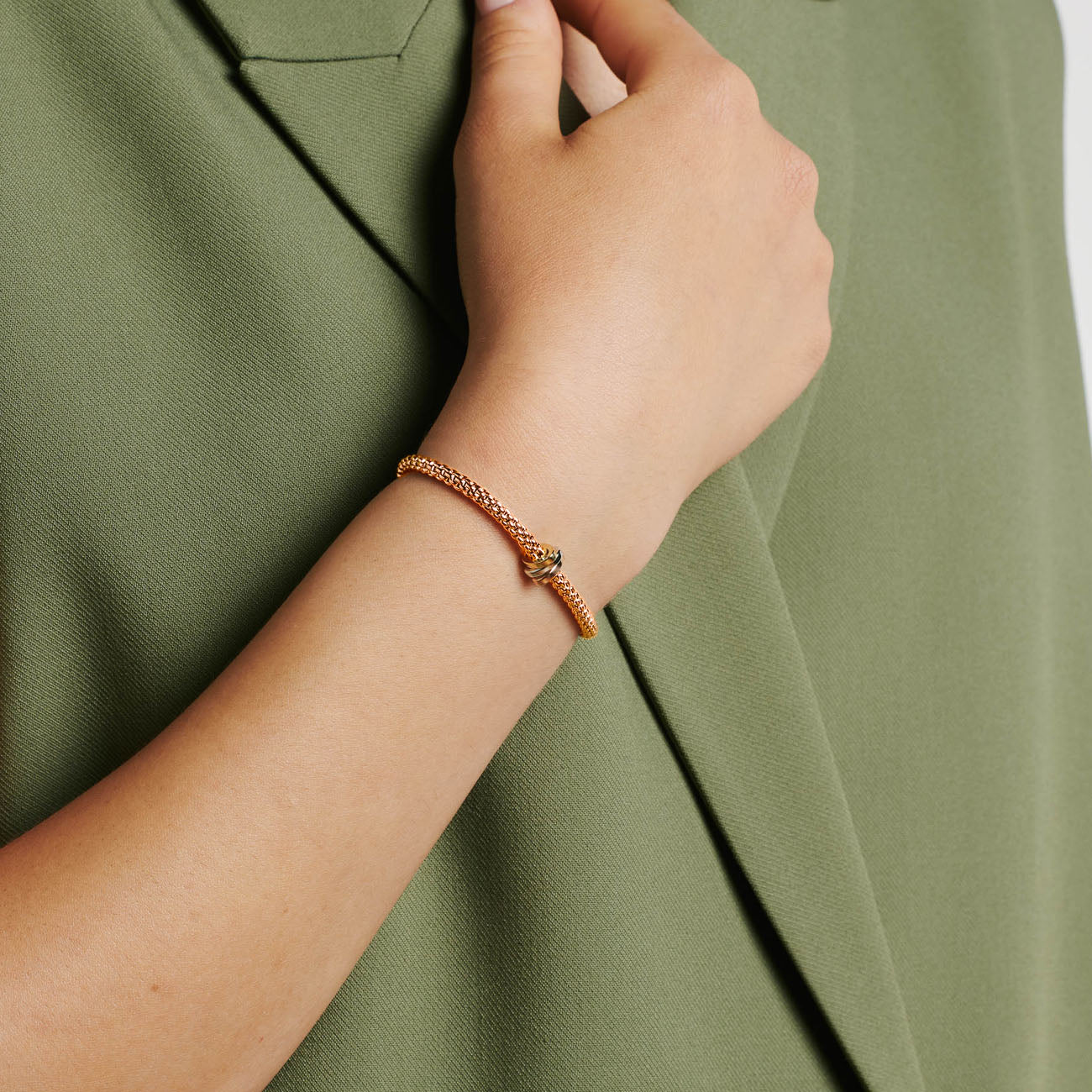 Fope Flex It Prima Rose Gold Tri-Color Rondel Bracelet