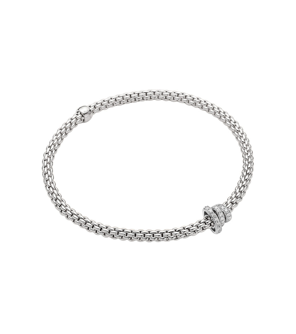 Fope Flex It Prima White Gold Diamond Rondel Bracelet
