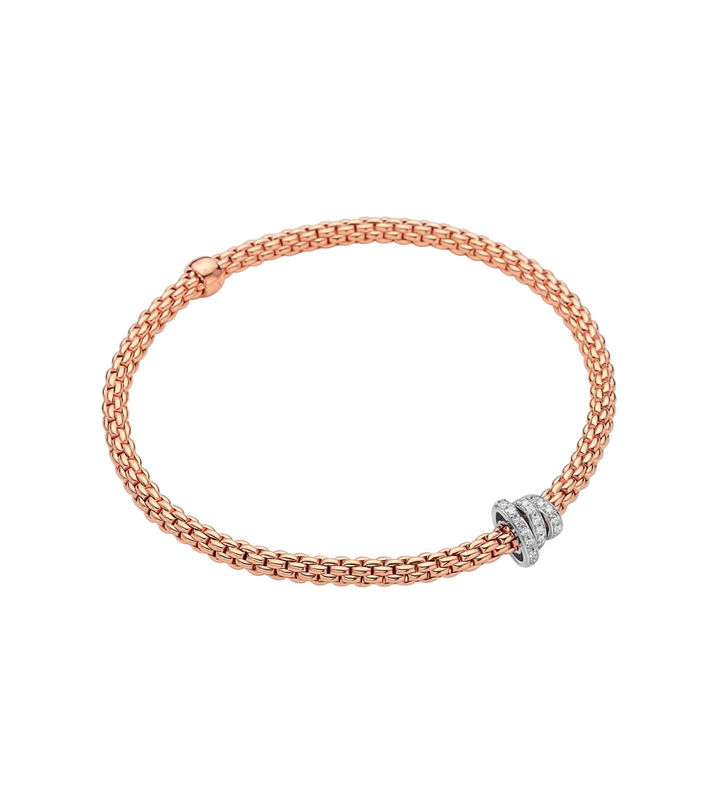 Fope Flex It Prima Rose Gold Diamond Rondel Bracelet