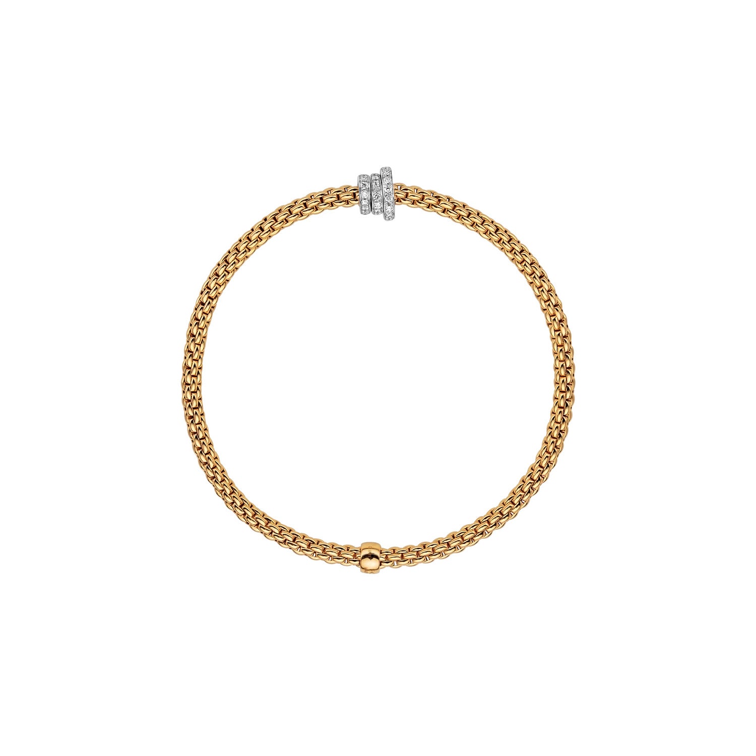 Fope Flex It Prima Yellow Gold Diamond Rondel Bracelet