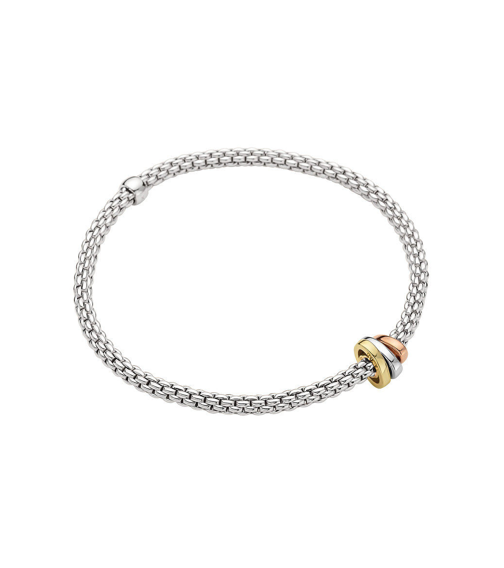 Fope Flex It Prima White Gold Tri-Color Rondel Bracelet