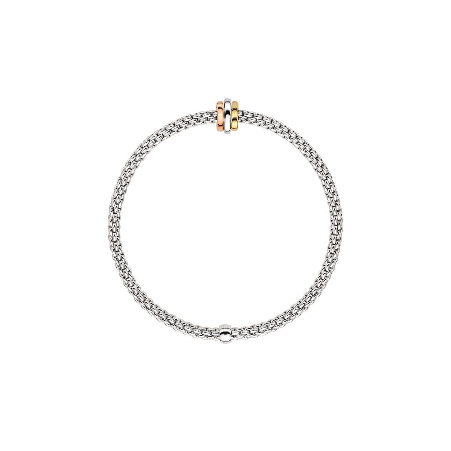 Fope Flex It Prima White Gold Tri-Color Rondel Bracelet