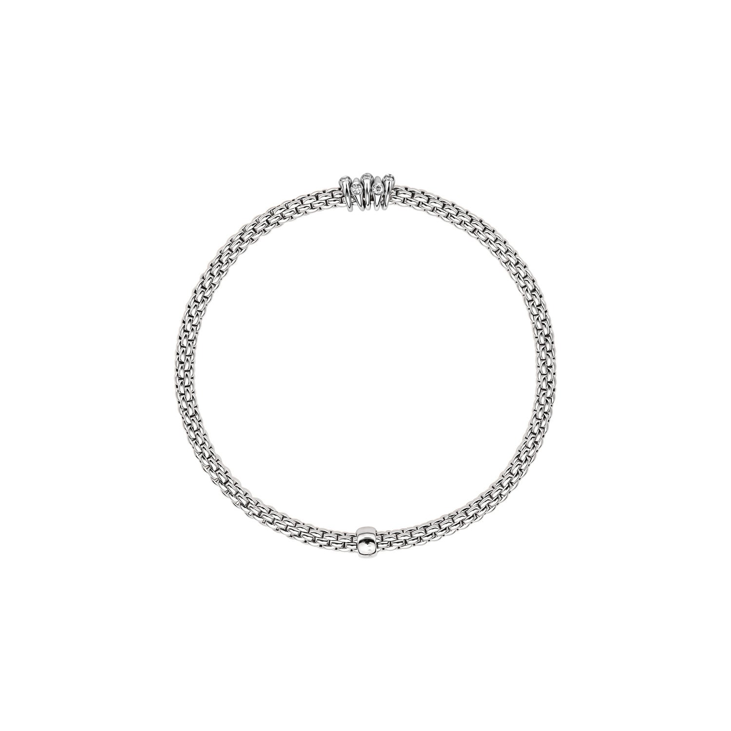 Fope Prima White Gold Dew Drop Diamond Rondel Station Bracelet