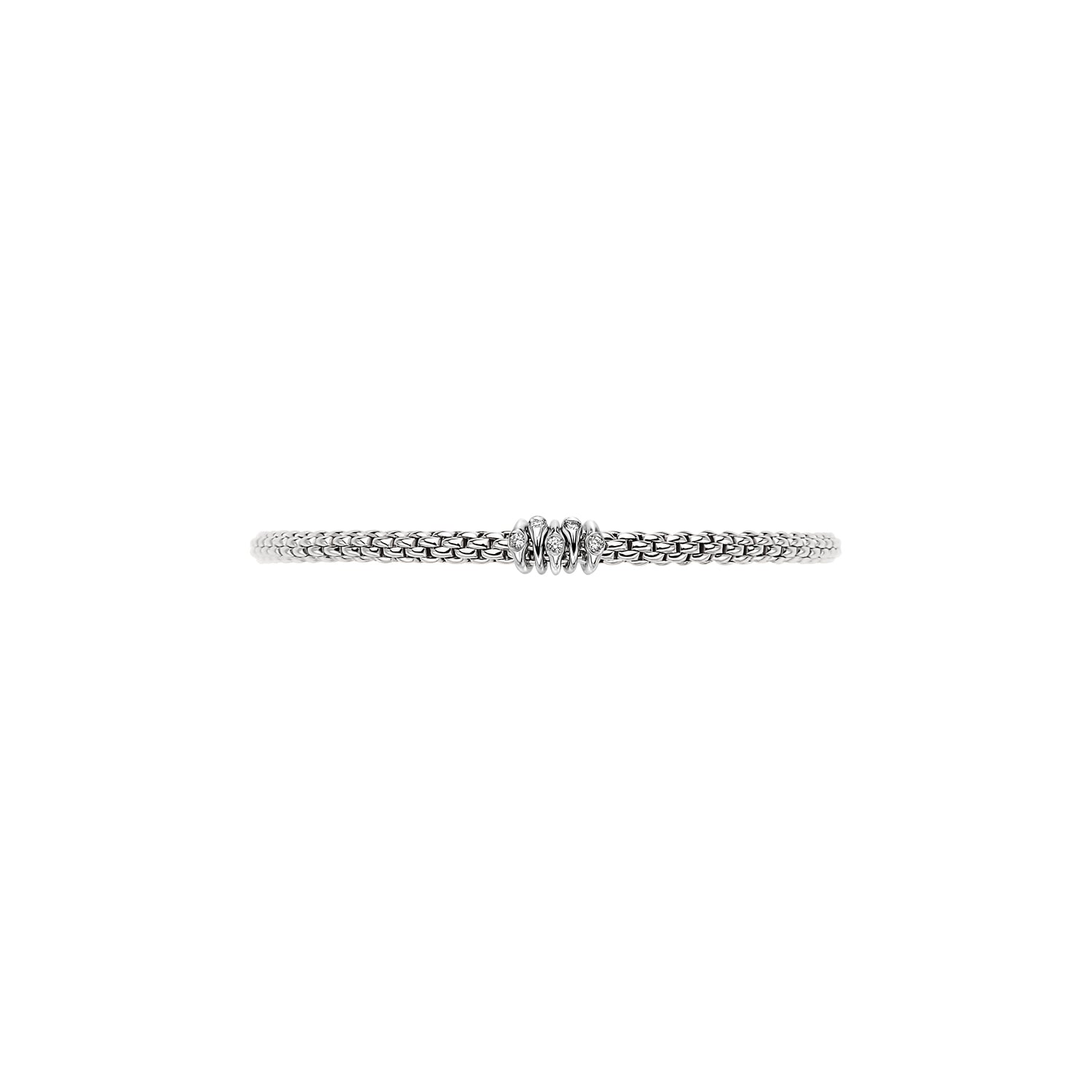 Fope Prima White Gold Dew Drop Diamond Rondel Station Bracelet
