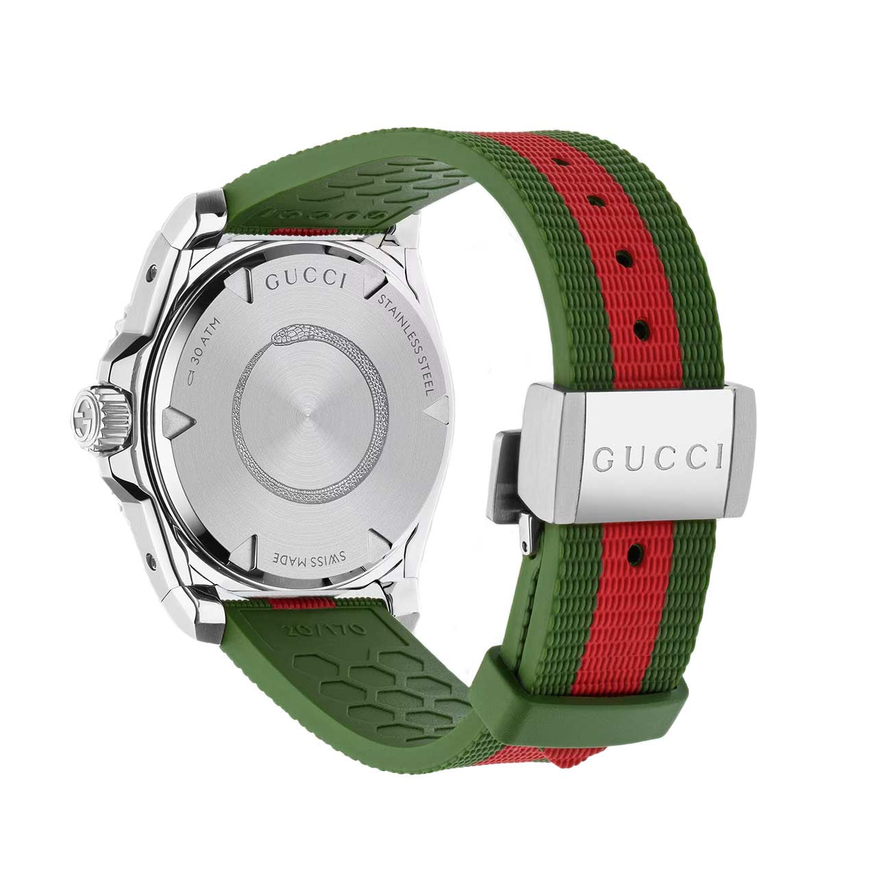 Gucci Dive Black Bee Watch with Green Rubber Strap - 40mm