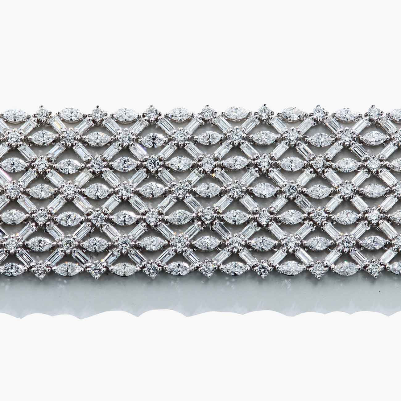 29 Carat 7 Row Fancy-Shaped Diamond Bracelet