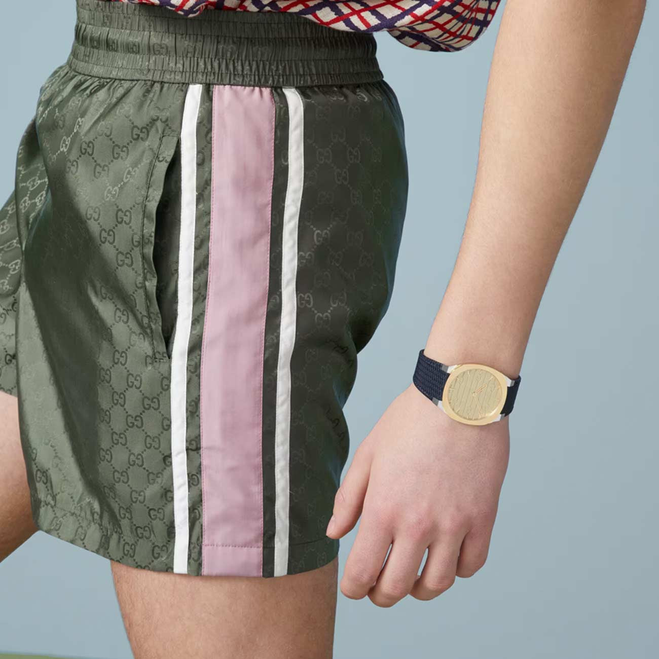 Gucci 25H Two-Tone Watch with Blue Leather Strap - 38mm