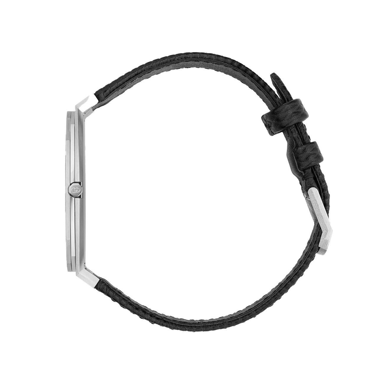 Gucci 25H Stainless Steel Watch with Black Leather Strap - 34mm