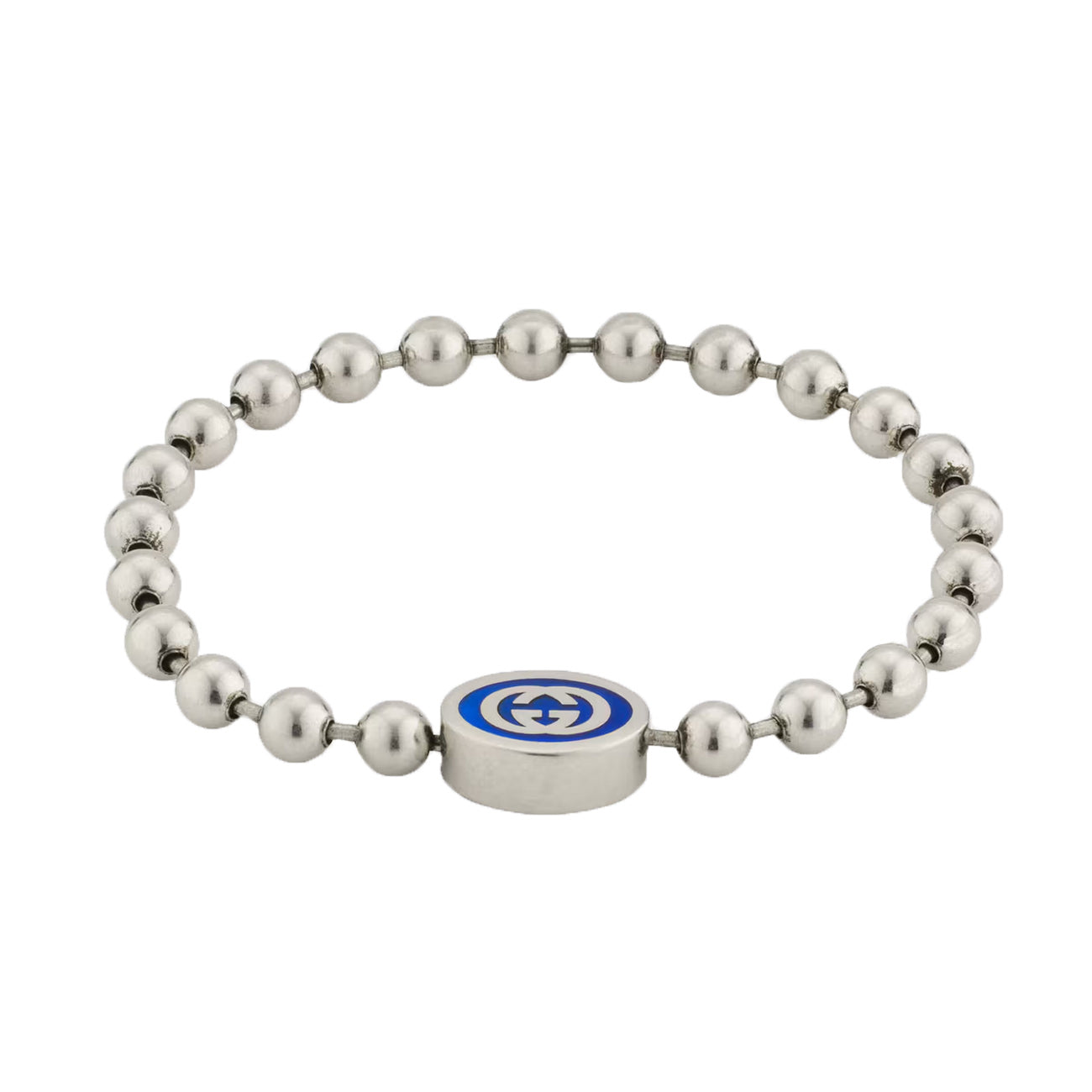 Gucci Interlocking Boule Chain Bracelet with Blue Enamel