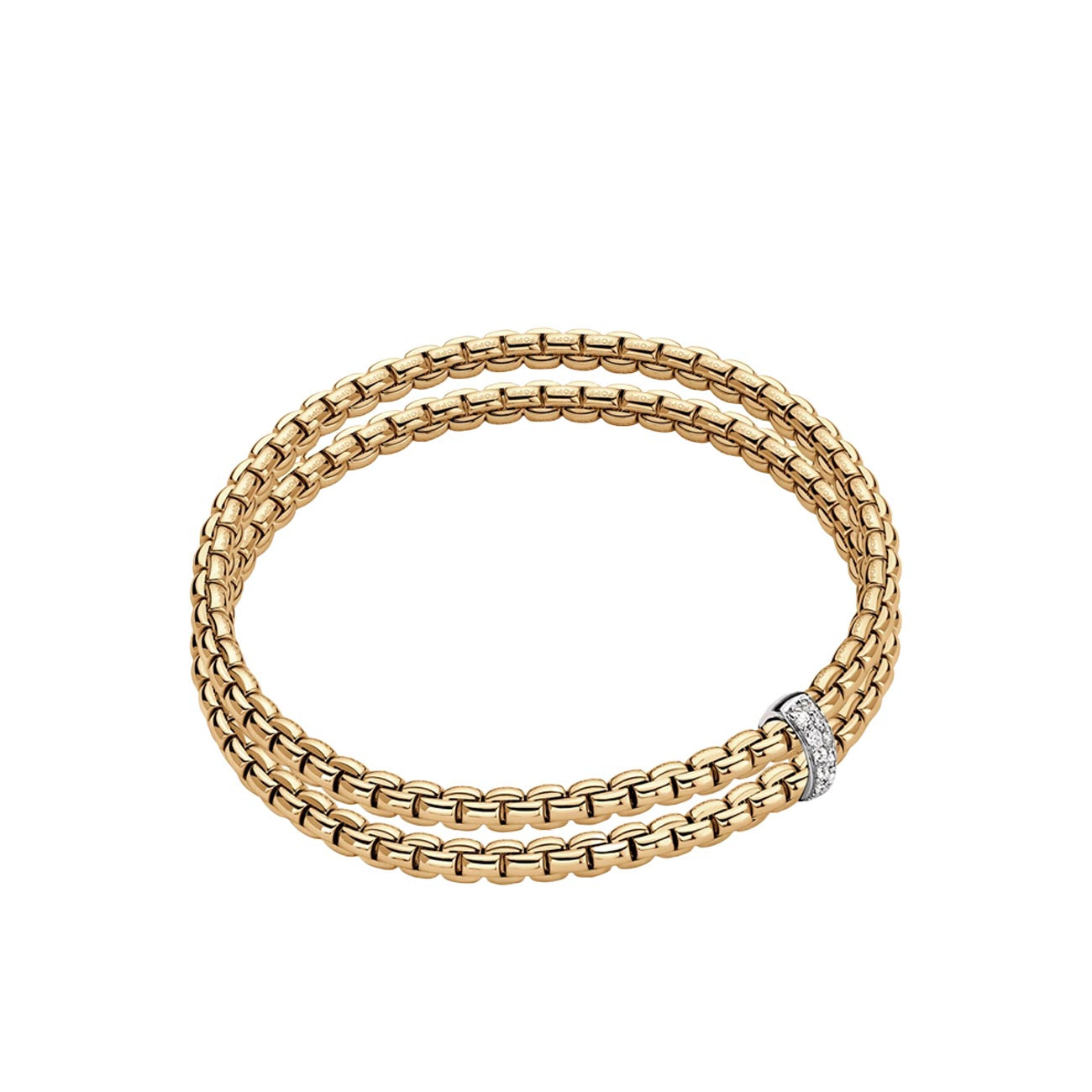 Fope EKA Flex'it Yellow Gold Two-Row Diamond Bracelet