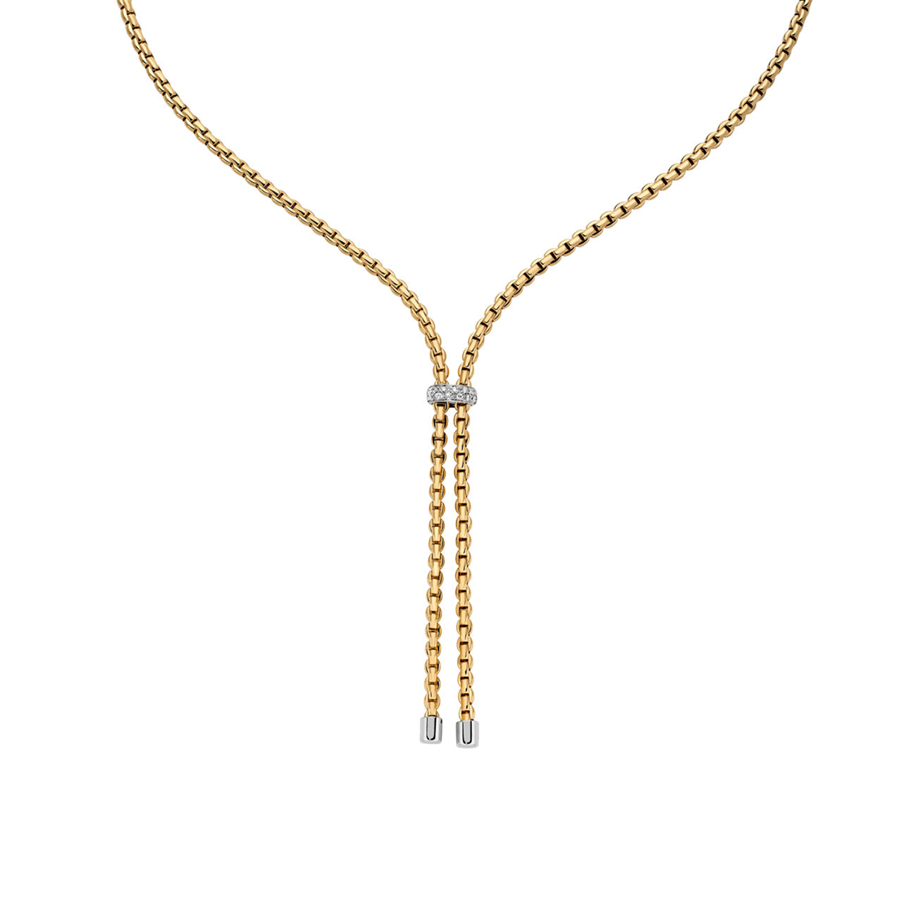 Fope Aria Yellow Gold Diamond Pave Slider Necklace - 17in