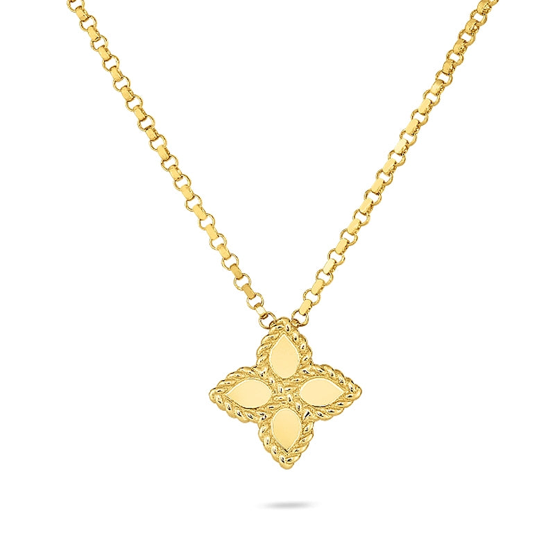Roberto Coin Princess Flower Yellow Gold Small Pendant Necklace