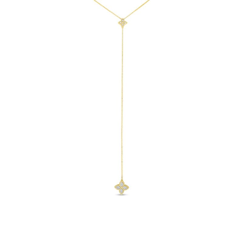 Roberto Coin Princess Flower Yellow Gold Diamond Lariat Necklace