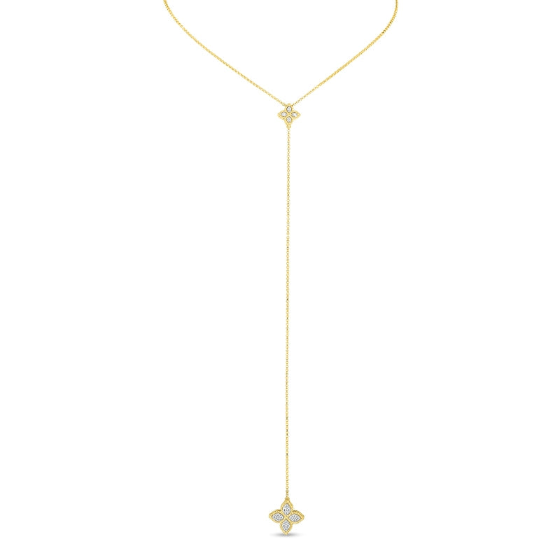Roberto Coin Princess Flower Yellow Gold Diamond Lariat Necklace