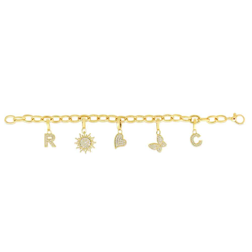 Roberto Coin Diamond Charm Bracelet in Yellow Gold