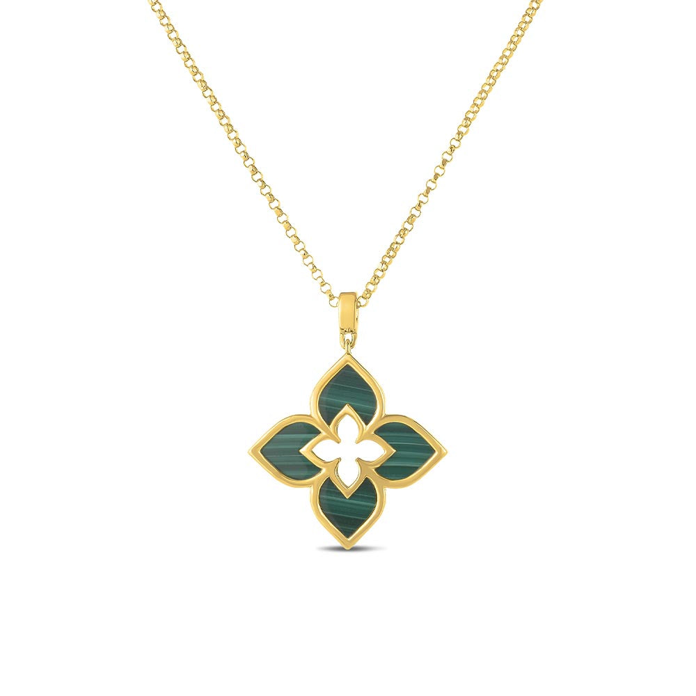 Roberto Coin Venetian Princess Flower Malachite Necklace