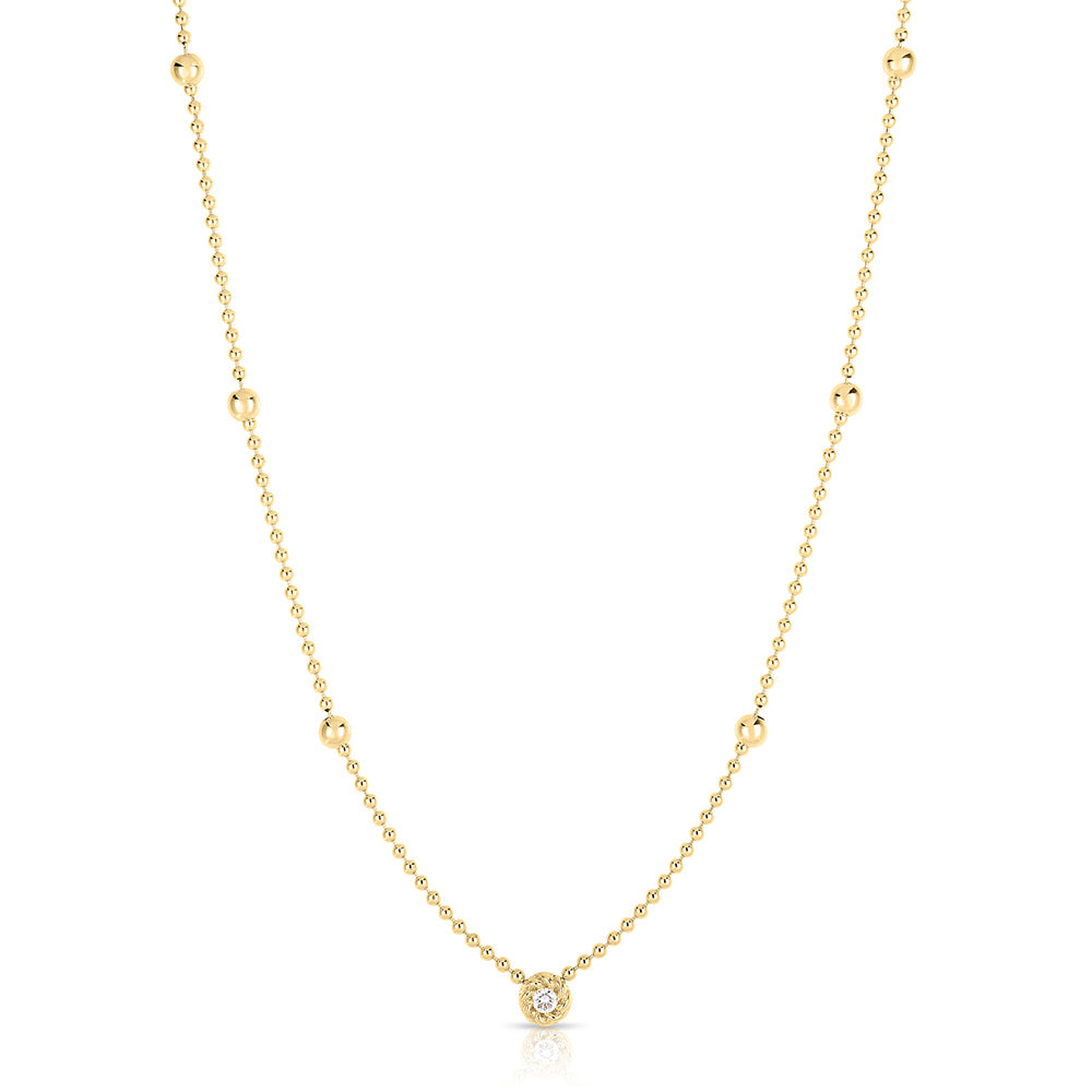 Roberto Coin Diamonds By The Inch Yellow Gold Bead Chain Diamond Necklace
