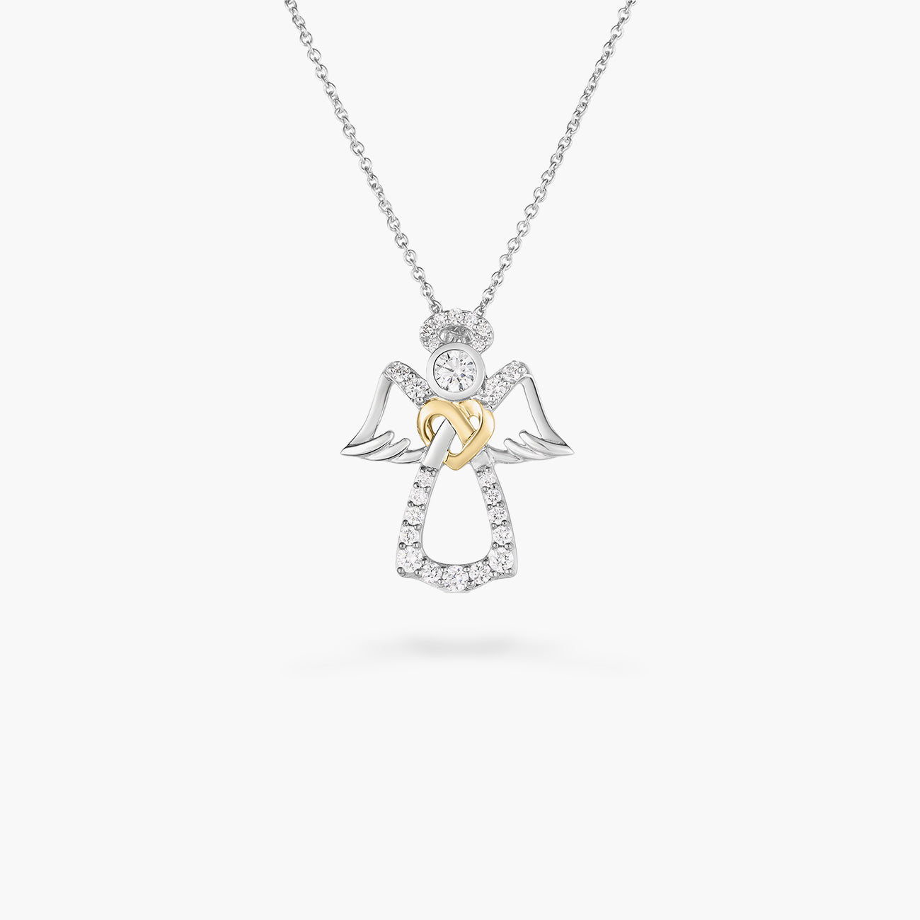 Roberto Coin Tiny Treasures Diamond Angel Pendant Necklace in Two-Tone