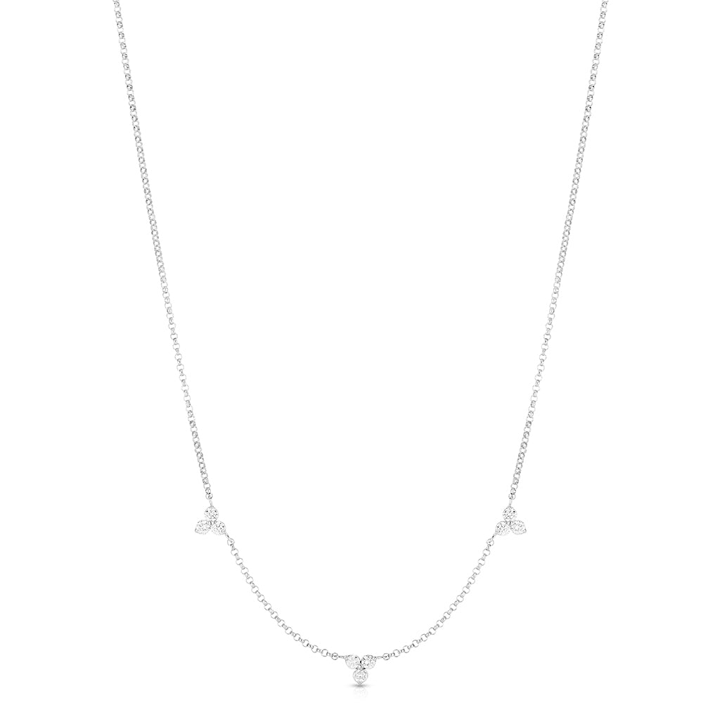 Roberto Coin Diamonds By The Inch 3 Station Diamond Necklace in White Gold - 0.25ctw