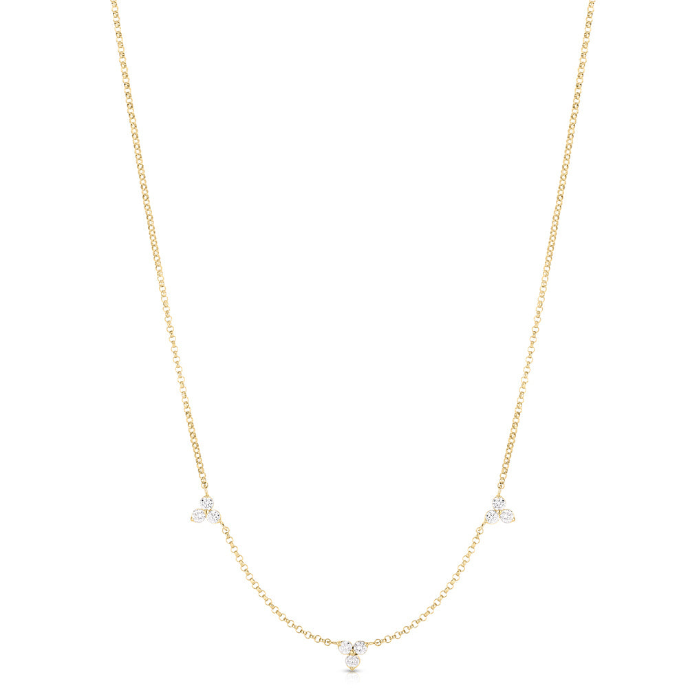 Roberto Coin Diamonds By The Inch 3 Station Diamond Necklace in Yellow Gold - 0.25ctw