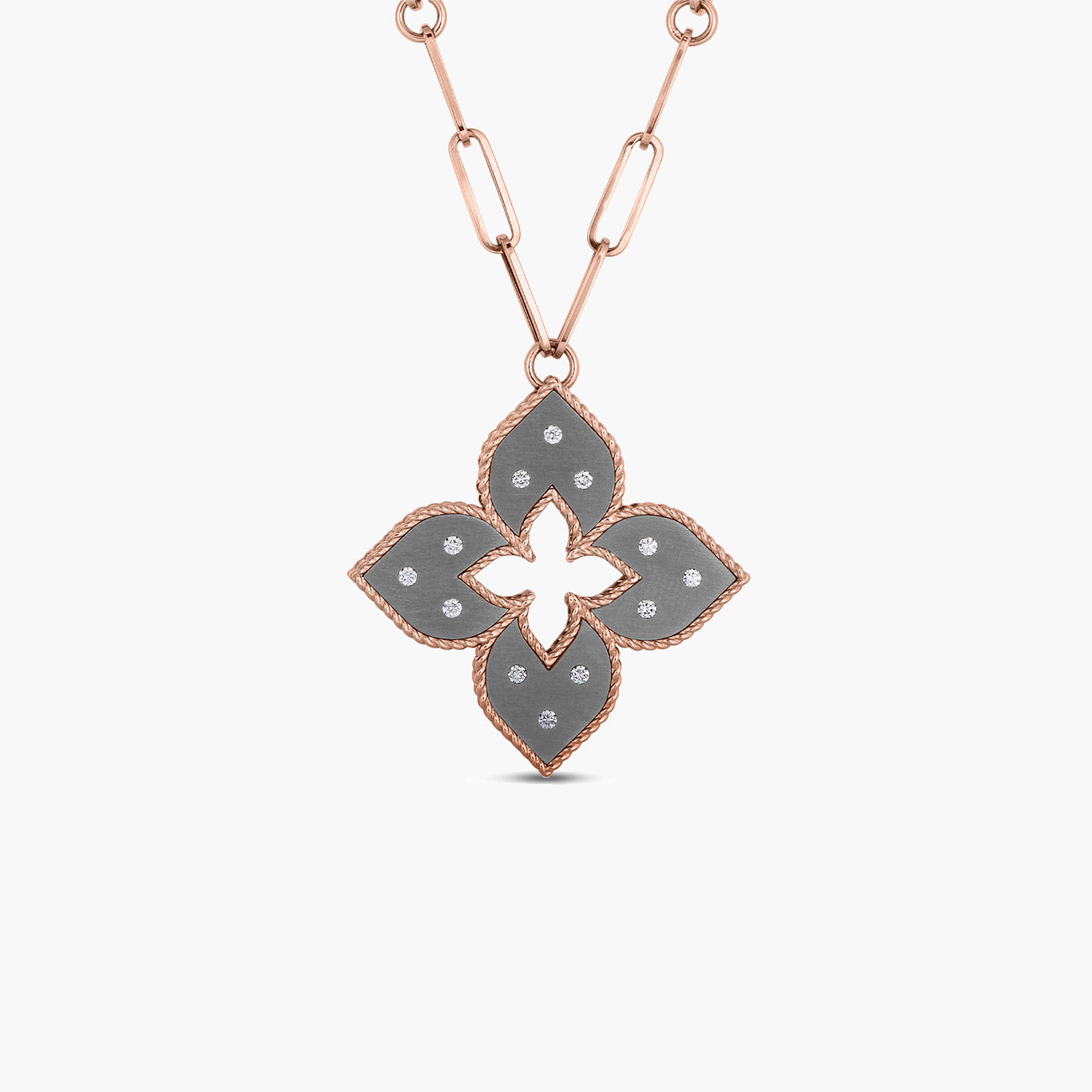 Roberto Coin Venetian Princess Medium Grey Titanium and Gold Pendant with Diamonds