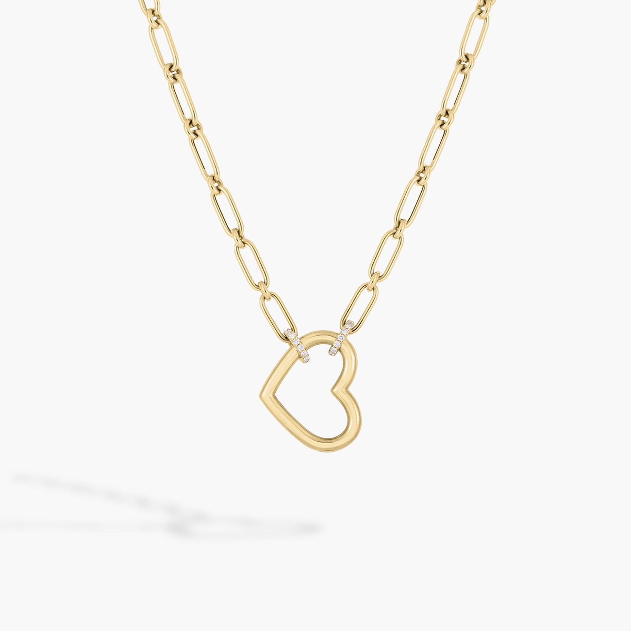 Roberto Coin Cialoma Dangle Diamond Open Heart Necklace in 18K Yellow Gold