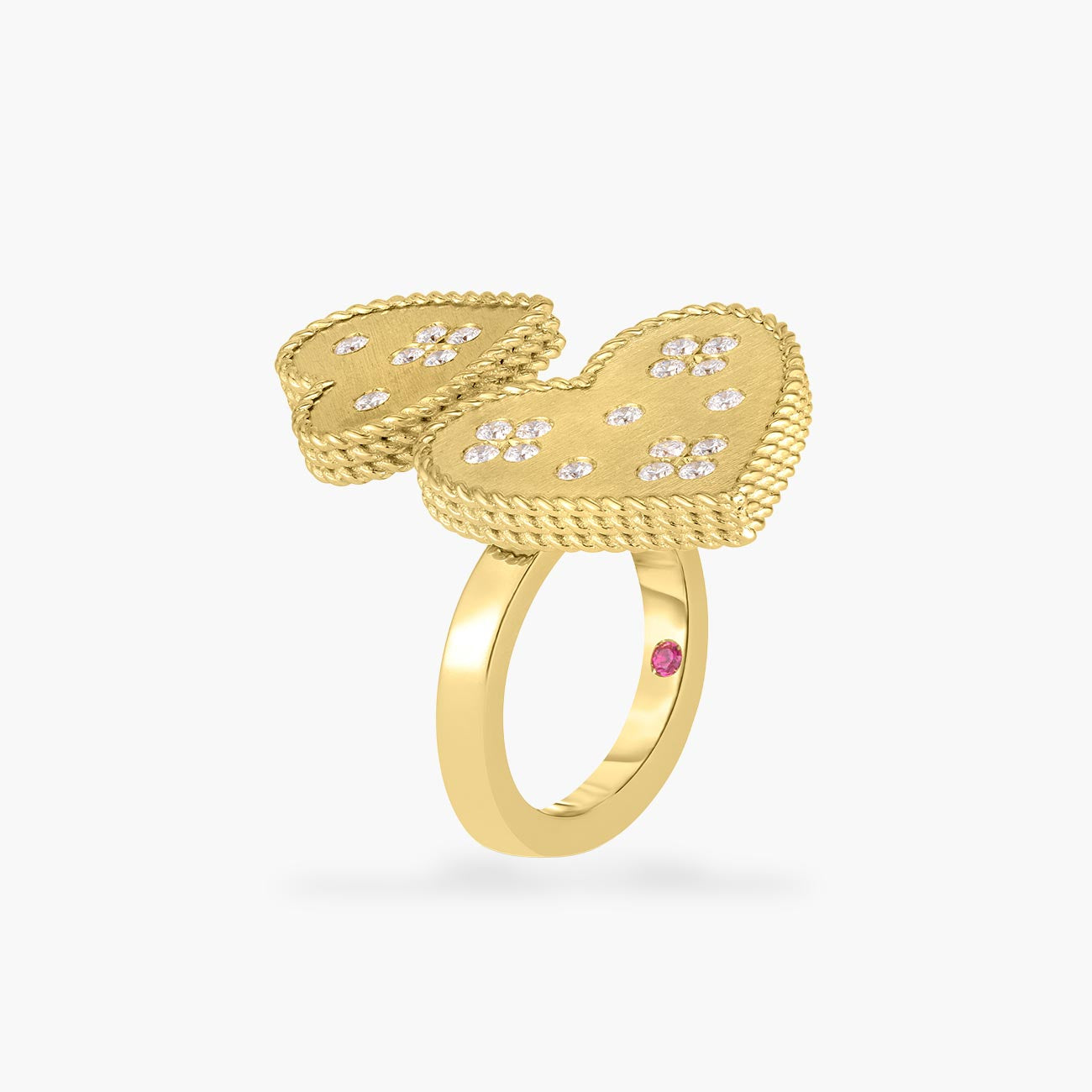 Roberto Coin Venetian Princess Diamond Heart Bypass Ring in 18K Yellow Gold